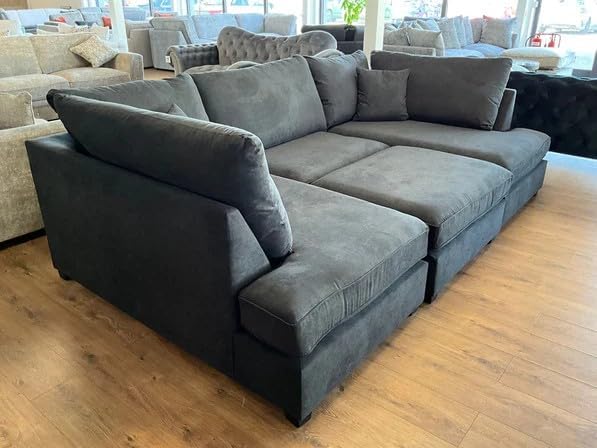 Cinema U Shape Sofa | Living Room Corner Suite with Footstool | Fabric