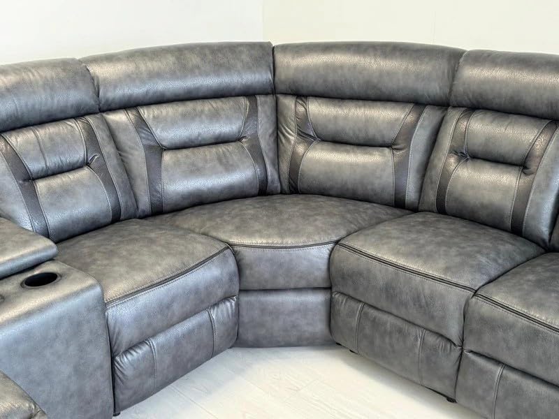 Nova Leather Electric Recliner | With Cupholders |  USB Charging Ports |  Elephant Grey | Corner Sofa