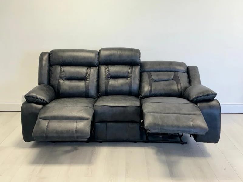 Nova Electric Recliner 3+2 seater Leather Sofa Set | Cupholders | USB Charging Ports | Elephant Grey | Leather Sofas