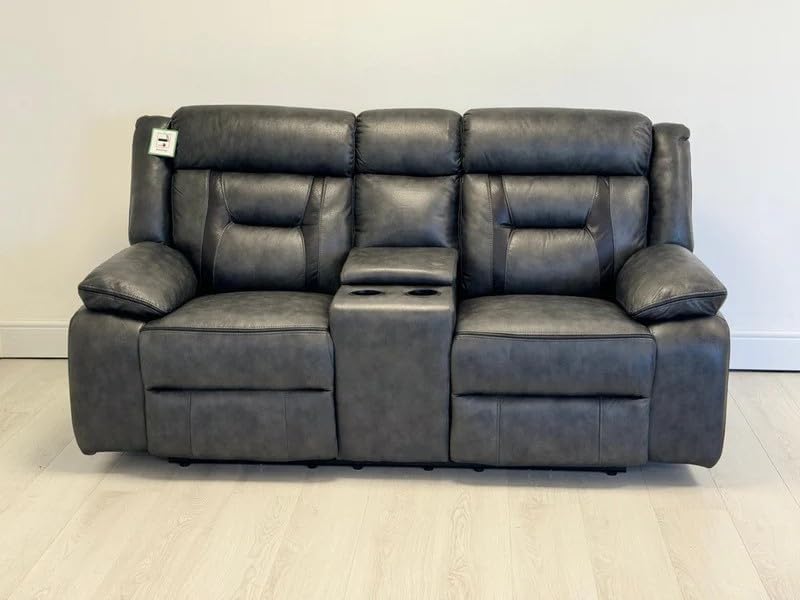 Nova Electric Recliner 3+2 seater Leather Sofa Set | Cupholders | USB Charging Ports | Elephant Grey | Leather Sofas
