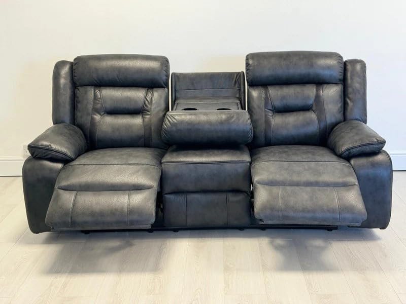 Nova Electric Recliner 3+2 seater Leather Sofa Set | Cupholders | USB Charging Ports | Elephant Grey | Leather Sofas
