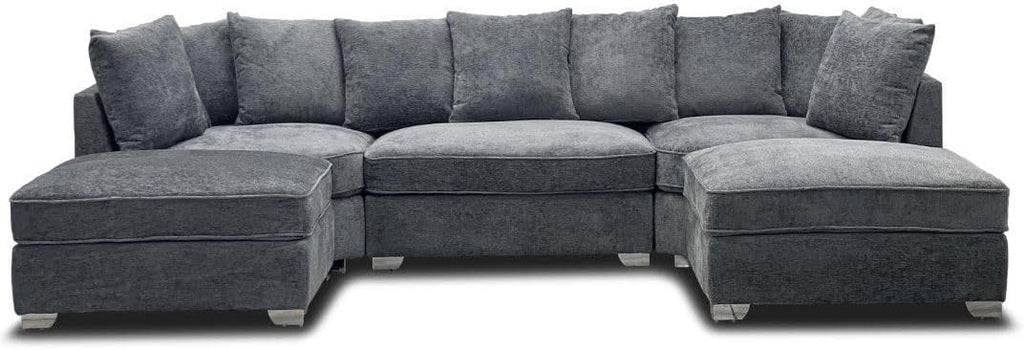Bishop U Shape Sofa | Living Room Corner Suite with Footstool | Fabric