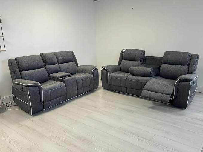 Hannah | Fabric | Electric Recliner | Grey | Sofas | 3+2+1 and Corner