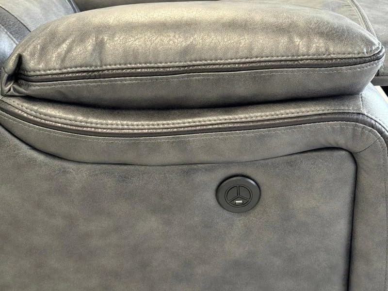 Nova Leather Electric Recliner | With Cupholders |  USB Charging Ports |  Elephant Grey | Corner Sofa