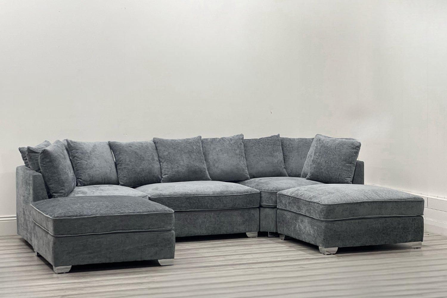 Bishop U Shape Sofa | Living Room Corner Suite with Footstool | Fabric