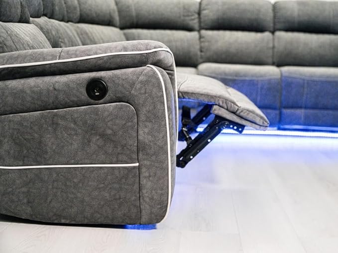 Hannah | Fabric | Electric Recliner | Grey | Sofas | 3+2+1 and Corner