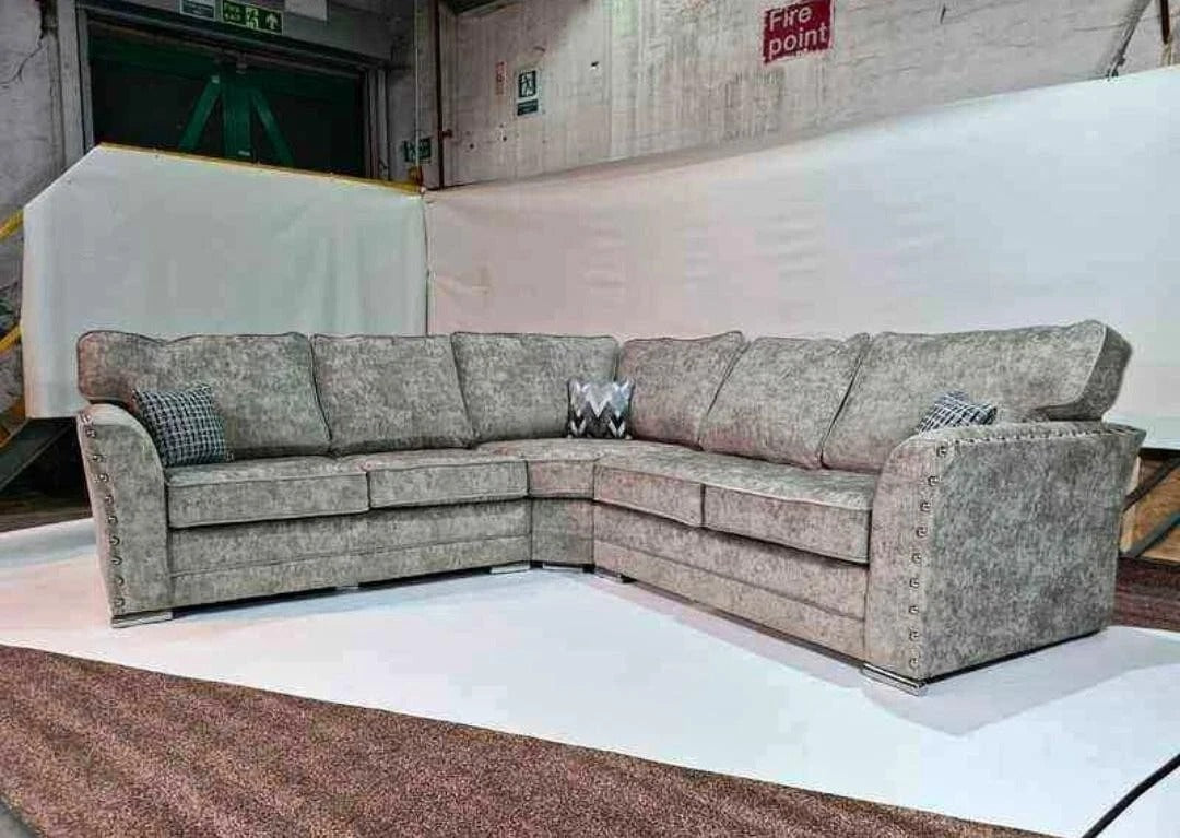 Essex 2C2 Corner Sofa in Royal Blue and Truffle Fabric
