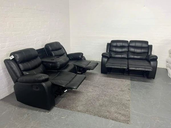 3+2 Roma Leather Recliner Sofas with Cupholders