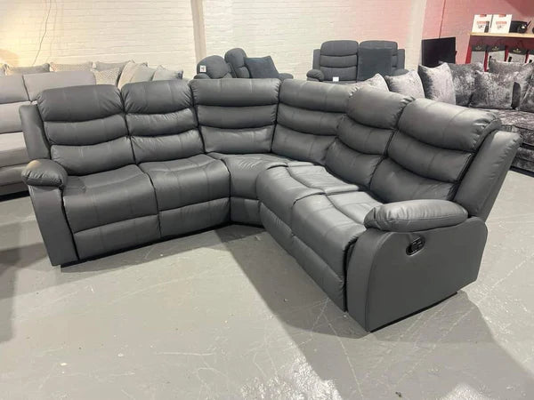 Roma Leather Corner Recliner Sofas with Cupholders