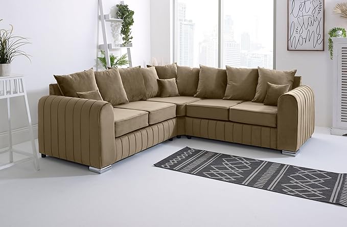 Lilly Sofa Set | Modern Scatterback Sofa with Foam Cushions | Available in 2 Seater, 3 Seater, 3+2, Corner |  Stylish Living Room Furniture | Plush | Velvet |