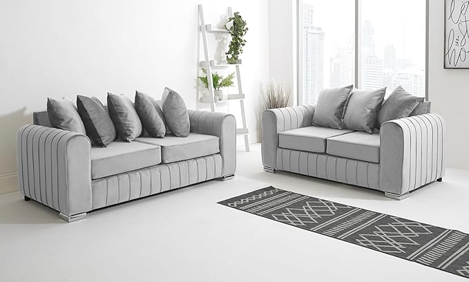 Lilly Sofa Set | Modern Scatterback Sofa with Foam Cushions | Available in 2 Seater, 3 Seater, 3+2, Corner |  Stylish Living Room Furniture | Plush | Velvet |