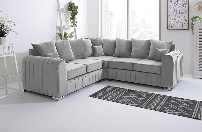 Lilly 5-Seater Corner Sofa Set in Navy Blue for Modern Living Room Decor