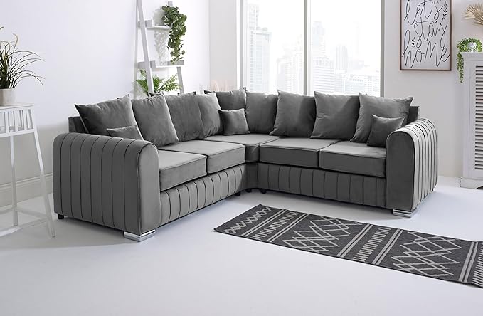 Lilly Sofa Set | Modern Scatterback Sofa with Foam Cushions | Available in 2 Seater, 3 Seater, 3+2, Corner |  Stylish Living Room Furniture | Plush | Velvet |