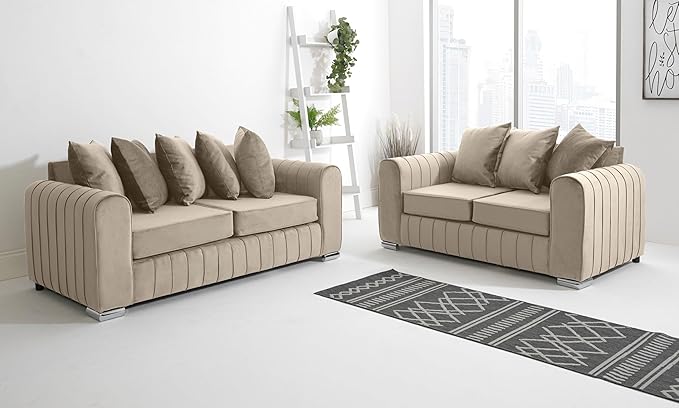 Lilly Sofa Set | Modern Scatterback Sofa with Foam Cushions | Available in 2 Seater, 3 Seater, 3+2, Corner |  Stylish Living Room Furniture | Plush | Velvet |