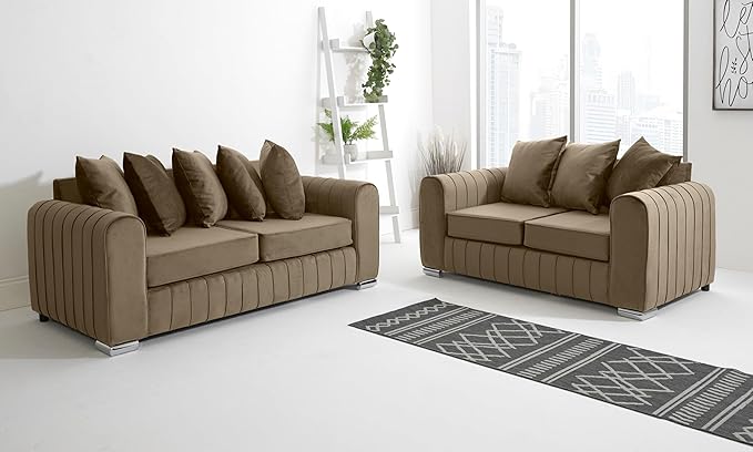 Lilly Sofa Set | Modern Scatterback Sofa with Foam Cushions | Available in 2 Seater, 3 Seater, 3+2, Corner |  Stylish Living Room Furniture | Plush | Velvet |