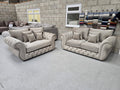 Rio Chesterfield 3 and 2 seater sofa set in New Coffee Plush fabric by IQ Sofas