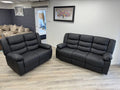 Roma Leather | Manual  Recliner | 3+2 seater | Black & Grey