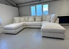 U-Shape | Bishop Corner Sofa | High Full Back | Cream Teddy Upgraded Seating