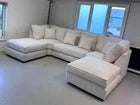 U-Shape | Bishop Corner Sofa | High Full Back | Cream Teddy Upgraded Seating