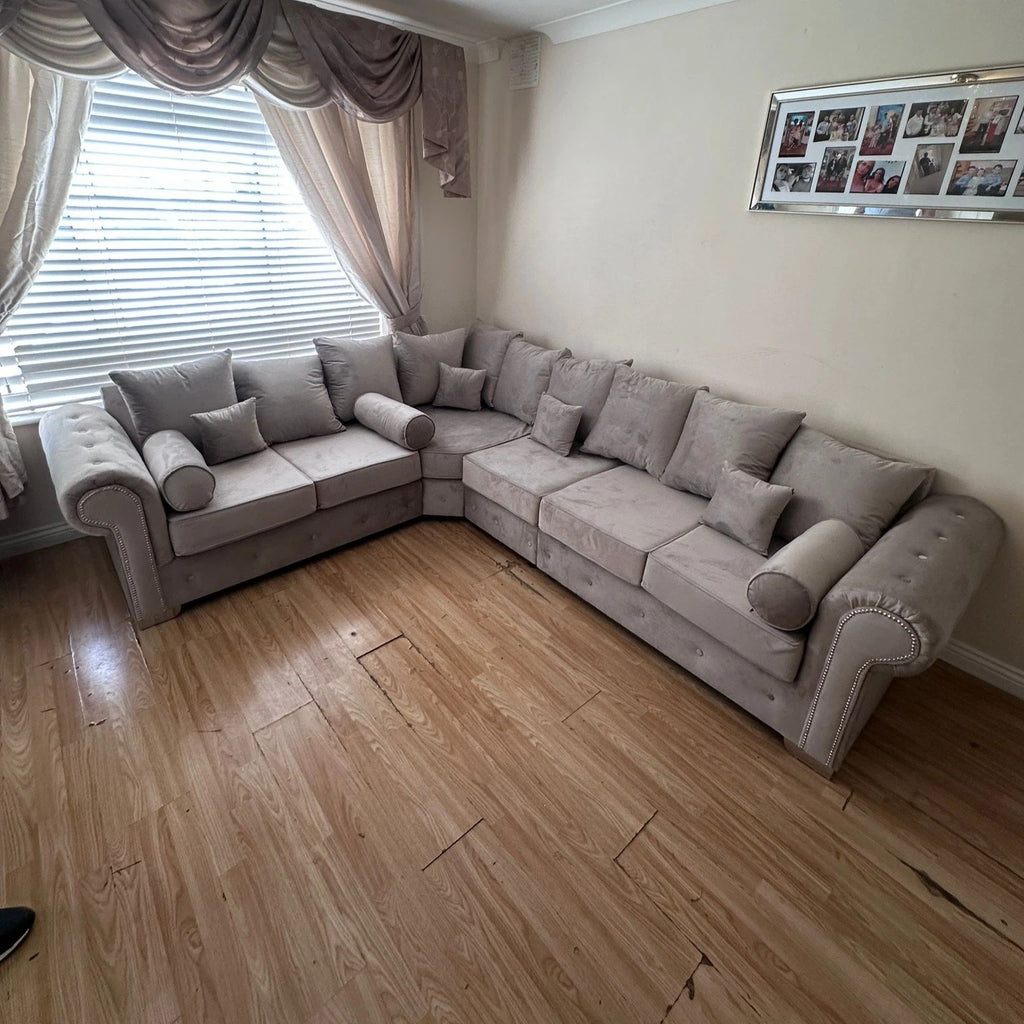 Luxury Olympia Corner Sofa | 2C3 | New Coffee | Plush Velvet