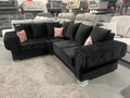 Special Offer – Luxury Verona Corner Sofa | Black Plush | 1C2 | FREE DELIVERY