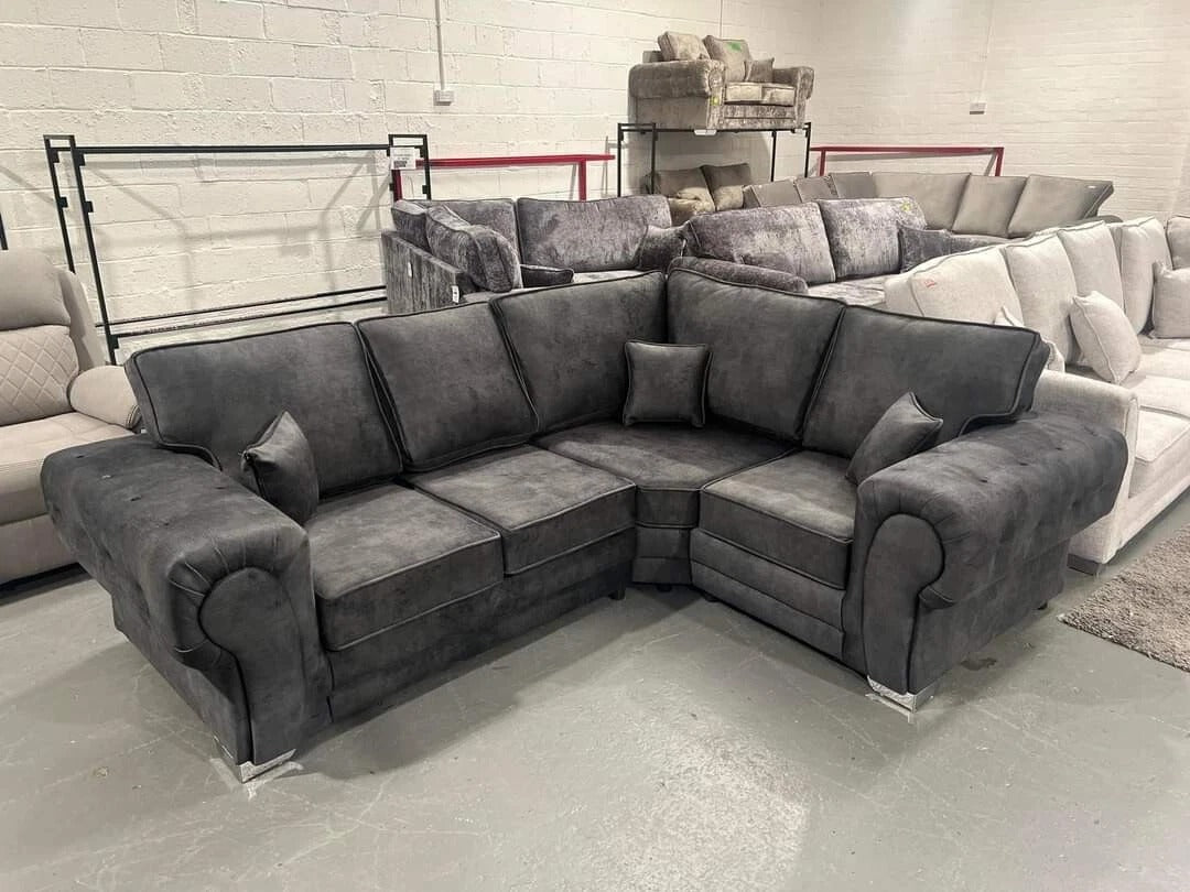 Special Offer – Luxury Verona Corner Sofa | GunMetal Marble | 1C2 | FREE DELIVERY