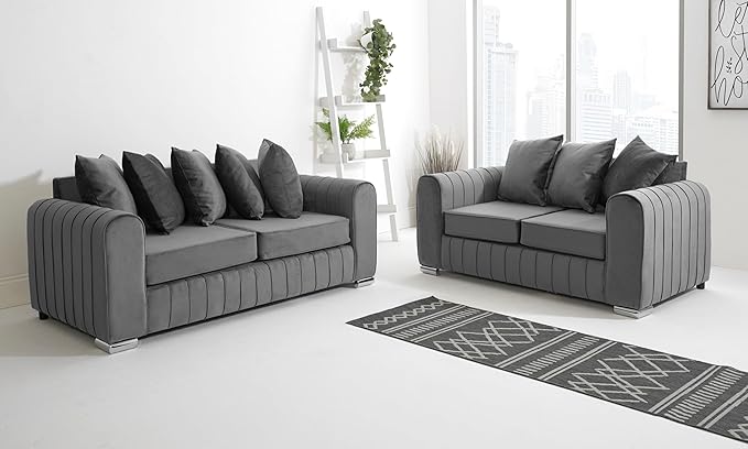 Lilly Sofa Set | Modern Scatterback Sofa with Foam Cushions | Available in 2 Seater, 3 Seater, 3+2, Corner |  Stylish Living Room Furniture | Plush | Velvet |